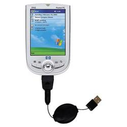 Gomadic Retractable USB Cable for the HP iPAQ h1900 with Power Hot Sync and Charge capabilities - Br