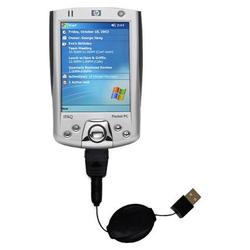 Gomadic Retractable USB Cable for the HP iPAQ h2200 with Power Hot Sync and Charge capabilities - Br