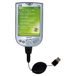 Gomadic Retractable USB Cable for the HP iPAQ h4150 with Power Hot Sync and Charge capabilities - Br