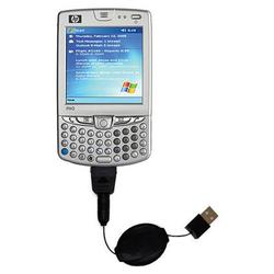 Gomadic Retractable USB Cable for the HP iPAQ hw6515 with Power Hot Sync and Charge capabilities - B