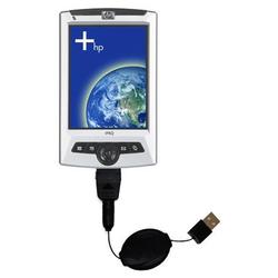 Gomadic Retractable USB Cable for the HP iPAQ rz1700 with Power Hot Sync and Charge capabilities - B