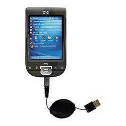 Gomadic Retractable USB Cable for the HP iPaq 111 with Power Hot Sync and Charge capabilities - Bran