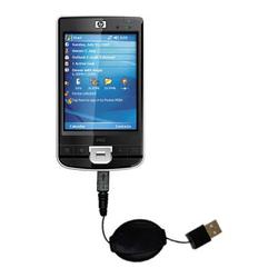 Gomadic Retractable USB Cable for the HP iPaq 211 with Power Hot Sync and Charge capabilities - Bran