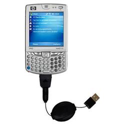 Gomadic Retractable USB Cable for the HP iPaq hw6710 with Power Hot Sync and Charge capabilities - B
