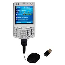 Gomadic Retractable USB Cable for the HP iPaq hw6910 with Power Hot Sync and Charge capabilities - B