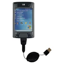 Gomadic Retractable USB Cable for the HP iPaq hx4710 with Power Hot Sync and Charge capabilities - B