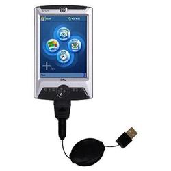 Gomadic Retractable USB Cable for the HP iPaq rx3417 with Power Hot Sync and Charge capabilities - B