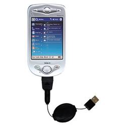 Gomadic Retractable USB Cable for the HTC Himalaya with Power Hot Sync and Charge capabilities - Bra