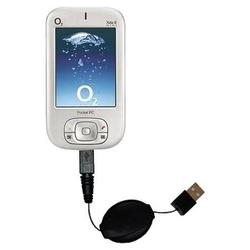 Gomadic Retractable USB Cable for the HTC Magician with Power Hot Sync and Charge capabilities - Bra