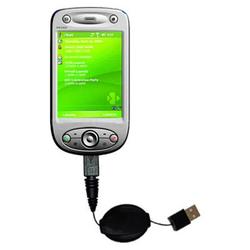 Gomadic Retractable USB Cable for the HTC P6300 with Power Hot Sync and Charge capabilities - Brand