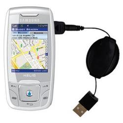 Gomadic Retractable USB Cable for the Helio Drift with Power Hot Sync and Charge capabilities - Bran