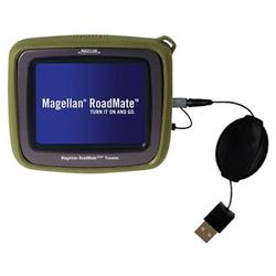 Gomadic Retractable USB Cable for the Magellan Crossover GPS 2500T with Power Hot Sync and Charge capabiliti
