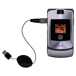 Gomadic Retractable USB Cable for the Motorola RAZR V3i with Power Hot Sync and Charge capabilities - Gomadi
