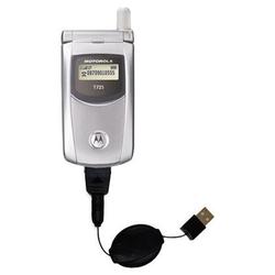 Gomadic Retractable USB Cable for the Motorola T725e with Power Hot Sync and Charge capabilities - B