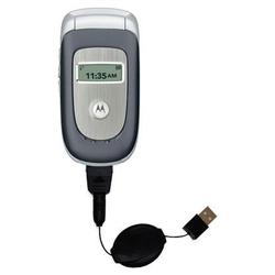 Gomadic Retractable USB Cable for the Motorola V195 with Power Hot Sync and Charge capabilities - Br