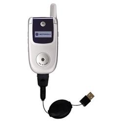 Gomadic Retractable USB Cable for the Motorola V220 with Power Hot Sync and Charge capabilities - Br