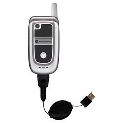 Gomadic Retractable USB Cable for the Motorola V235 with Power Hot Sync and Charge capabilities - Br