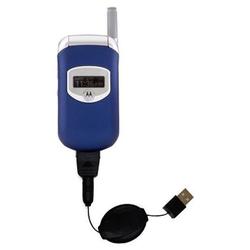 Gomadic Retractable USB Cable for the Motorola V260 with Power Hot Sync and Charge capabilities - Br