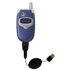Gomadic Retractable USB Cable for the Motorola V300 with Power Hot Sync and Charge capabilities - Br