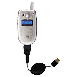 Gomadic Retractable USB Cable for the Motorola V400 with Power Hot Sync and Charge capabilities - Br
