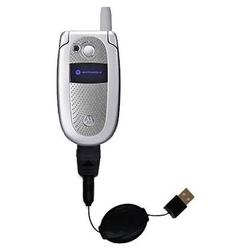 Gomadic Retractable USB Cable for the Motorola V500 with Power Hot Sync and Charge capabilities - Br