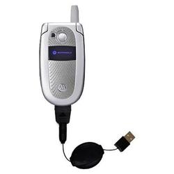 Gomadic Retractable USB Cable for the Motorola V525 with Power Hot Sync and Charge capabilities - Br