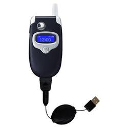 Gomadic Retractable USB Cable for the Motorola V535 with Power Hot Sync and Charge capabilities - Br
