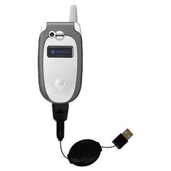 Gomadic Retractable USB Cable for the Motorola V547 with Power Hot Sync and Charge capabilities - Br