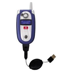 Gomadic Retractable USB Cable for the Motorola V550 with Power Hot Sync and Charge capabilities - Br