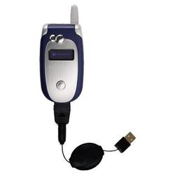 Gomadic Retractable USB Cable for the Motorola V551 with Power Hot Sync and Charge capabilities - Br