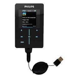 Gomadic Retractable USB Cable for the Philips GoGear SA9200/17 with Power Hot Sync and Charge capabilities -