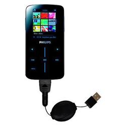 Gomadic Retractable USB Cable for the Philips GoGear SA9325/00 with Power Hot Sync and Charge capabilities -