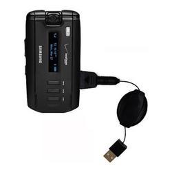 Gomadic Retractable USB Cable for the Samsung SGH-A930 with Power Hot Sync and Charge capabilities - Gomadic