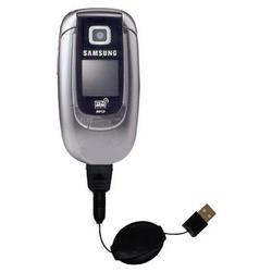 Gomadic Retractable USB Cable for the Samsung SGH-E360 with Power Hot Sync and Charge capabilities - Gomadic