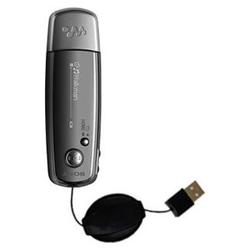 Gomadic Retractable USB Cable for the Sony Walkman NW-E003 with Power Hot Sync and Charge capabilities - Gom