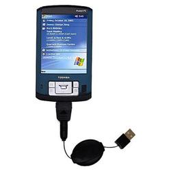 Gomadic Retractable USB Cable for the Toshiba e405 with Power Hot Sync and Charge capabilities - Bra