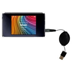 Gomadic Retractable USB Cable for the iRiver Clix2 U20 with Power Hot Sync and Charge capabilities - Gomadic