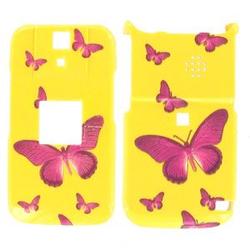 Wireless Emporium, Inc. Sanyo SCP-8500/Katana DLX Yellow w/Pink Butterflies Snap-On Protector Case Faceplate