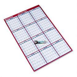 At-A-Glance 2008 Reversible/Erasable Horizontal/Vertical Yearly Wall Planner, 24 x 36 , Red/Blue