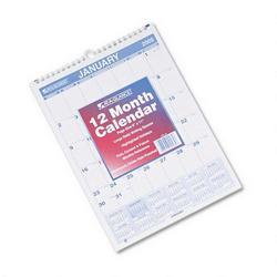 At-A-Glance 2008 Ruled Daily Blocks Monthly Wall Calendar, 8 x 11 , Blue Ink/Red Highlights