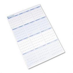 At-A-Glance 2008 Yearly Wall Calendar, Metal Bound, 24 x 36 , Blue Ink/Red Highlights