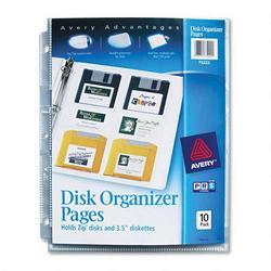 Avery-Dennison Acid Free 3.5 or Zip® Disk Organizer Sheets for Ring Binders, Clear, 10/Pack