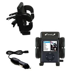 Gomadic Apple Nano Video Gen 3 Auto Vent Holder with Car Charger - Uses TipExchange