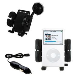 Gomadic Apple iPod Video (30GB) Auto Windshield Holder with Car Charger - Uses TipExchange