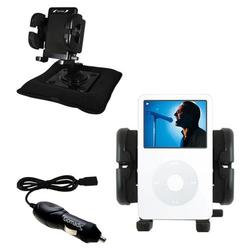 Gomadic Apple iPod Video (60GB) Auto Bean Bag Dash Holder with Car Charger - Uses TipExchange