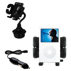 Gomadic Apple iPod Video (60GB) Auto Cup Holder with Car Charger - Uses TipExchange
