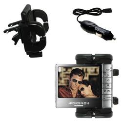 Gomadic Archos 404 CAM Auto Vent Holder with Car Charger - Uses TipExchange