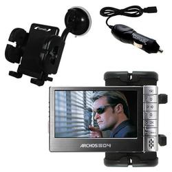 Gomadic Archos 504 WiFi Auto Windshield Holder with Car Charger - Uses TipExchange