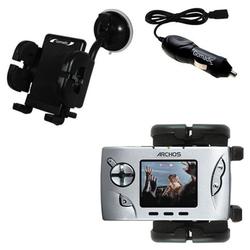 Gomadic Archos Gmini 402 Auto Windshield Holder with Car Charger - Uses TipExchange
