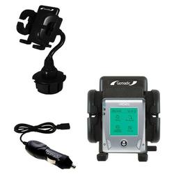 Gomadic Archos Gmini XS 200 Auto Cup Holder with Car Charger - Uses TipExchange